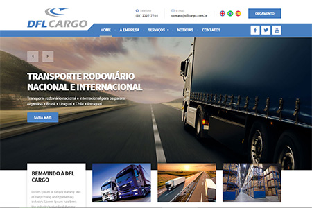 Criação de site e logotipo para a empresa de transporte rodoviário nacional e internacional DFL Cargo