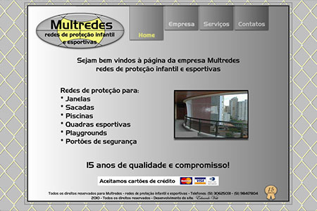 Criação de site para empresa de redes de proteção que atende clientes de toda grande Porto Alegre, região metropolitana e litoral gaúcho.